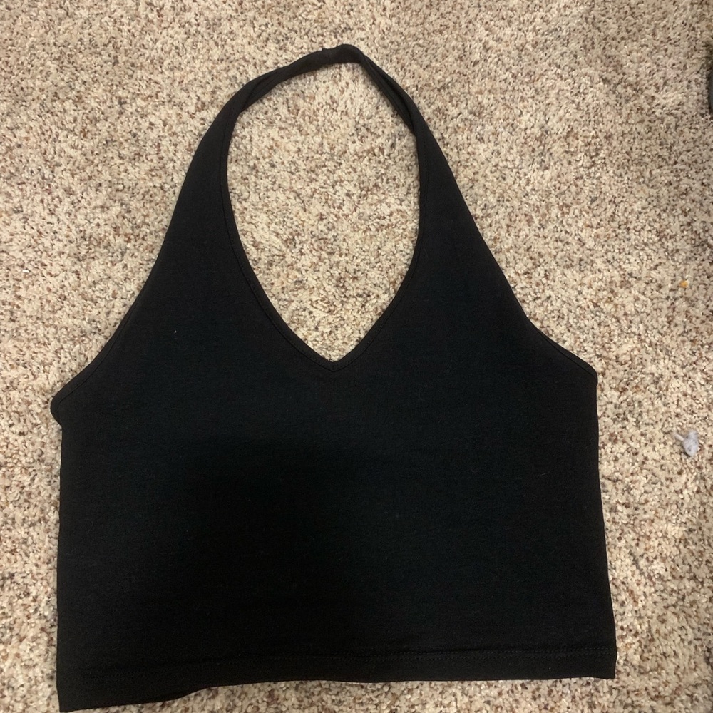 Black halter crop top